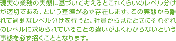���¤ζ�̳�μ��֤˴�Ť��ƹͤ���Ȥ��줯�餤�Υ�٥�ʬ����Ŭ�ڤǤ��롢�Ȥ�����बɬ��¸�ߤ��ޤ������μ��֤���Υ��Ʋ��ʥ�٥�ʬ����Ԥ��ȡ��Ұ����鸫���Ȥ��ˤ��줾��Υ�٥�˵����Ƥ��뤳�Ȥΰ㤤���褯�狼��ʤ��Ȥ������֤�ɬ���������ȤȤʤ�ޤ���